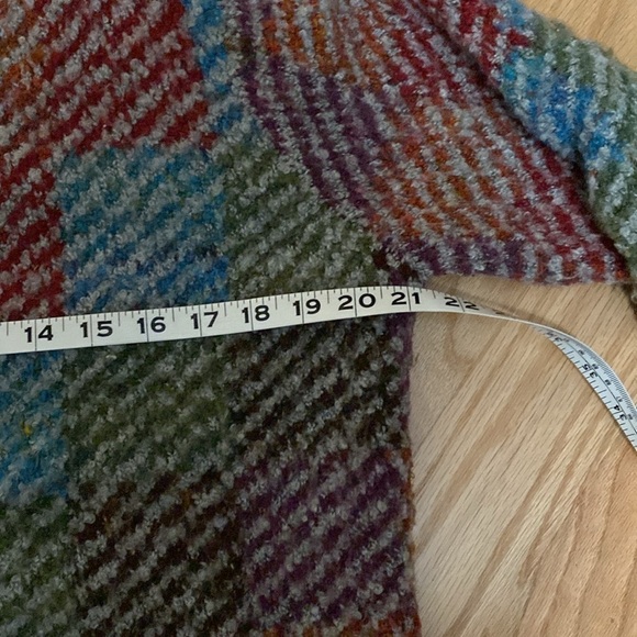 Appleseeds checker Cardigan Womens jewel tones chunky knit Grandpa Sweater L - Picture 7 of 8